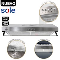 Campana Extractora de 60cm Sole TURE15C0V2 Acero Inoxidable