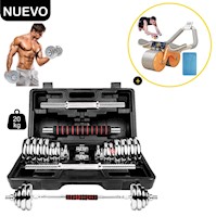 Set de Pesas 20 kg Mancuernas + Rueda Abdominal Orange