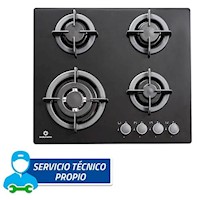 Cocina Encimera Empotrable de 4 Hornillas a Gas Indurama EGI-604VDNEG Negro