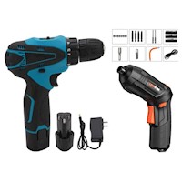 Pack Taladro Percutor Inalámbrico 12V  Batería 2h + Destornillador