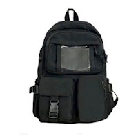 Mochila Multiusos Bolsillo Transparente Kawai - Negro