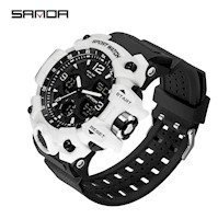 Reloj Deportivo Sanda Tipo G Shock - Blanco/Negro