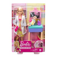 Muñeca Barbie Set De Pediatra Rubia Con Bebé