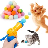 Juguete para Gatos Pistola con Pelotas de Felpa 50und