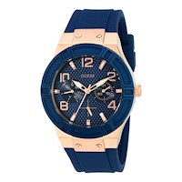 Reloj Guess Acero Azul con Oro Rosa y Silicona Azul U0571L1