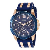 Reloj Hombre Guess Acero Azul con Oro Rosa y Silicona Azul W0366G4