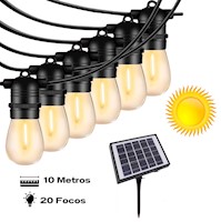 Guirnaldas Led Solar Vintage 10 Mt- 20 Focos + Panel Solar