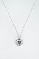 CADENA PANCER Y DIJE CORAZON MEDIANO NACAR PLATA 950