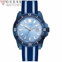 Reloj Guess Skipper GW0055G2 Para Hombre Fecha Correa De Silicona Azul Dial Celeste