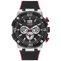 Reloj Guess Navigator GW0264G1 Multifuncional Silicona Negro Rojo