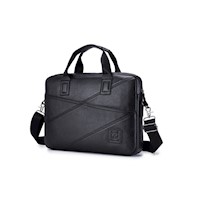 BullCaptain - Maletín de Cuero Mate GWB-0403-BK Negro