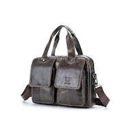 BullCaptain - Maletín de Cuero Mate GWB-042-CYA Iron-cyan