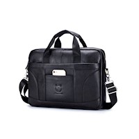BullCaptain - Maletín de Cuero Mate GWB-048-BK Negro