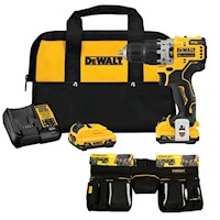 Taladro Percutor 3/8" 12V Brushless 2 Bat + Cinturón Porta Herramientas DCD706F2-K5