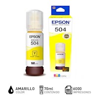 Tinta Original Impresora Epson 504 , 70 ml. Rinde 7500 Hojas, Yellow