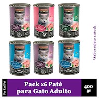 Pack x6 Paté Gato Leonardo Quality Selection Variado 400 gr