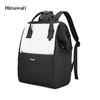 Himawari - Mochila H0711-5 escolar o de viaje porta Laptop - Blanco y Negro