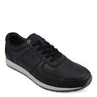 Zapatilla Yogi de Cuero Hombre H464 Negro