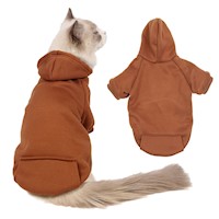 Ropa para mascotas marrón con capucha y bolsillo S M L XL