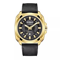 Reloj Ruimas Acero Dorado y Cuero Negro RUI-33