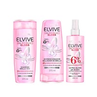 Pack Elvive Glycolic Gloss: Shampoo + Acondicionador + Tratamiento Gloss