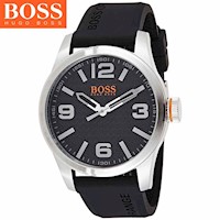 Reloj Hugo Boss Paris 1513350 Para Hombre Acero Inoxidanle Correa de Silicona y Dial Negro