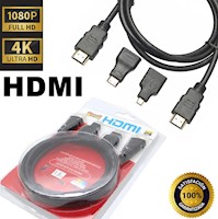 Cable Hdmi 3 En 1 Con Adaptador Mini Y Micro Hdmi 1.5 Metros