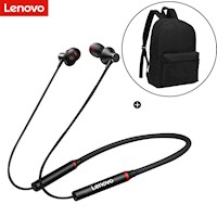 Audífono Bluetooth Lenovo He05x negro + Mochila clásica