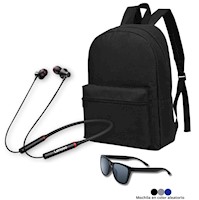 Audifono Bluetooth Lenovo He05x negro + Mochila clásica  + lente de sol