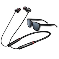 Audífono Bluetooth Lenovo He05x negro + lentes de sol