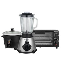 Combo horno electrico 9lts+Olla arrocera 0.6lts +licuadora 1.5Lts