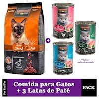 Comida Gato Adulto Leonardo sabor Pato 7.5 kg + 3 Patés