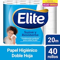 Papel Higiénico Elite Suave y Resistente 40 un 20 mts