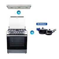 Combo: Cocina Aghaso 5 Hornillas High Flame GLP + Campana Aghaso Extractora de 90 CM
