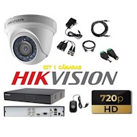 kit 1 Cámaras Seguridad Domo Interior HD Hikvision