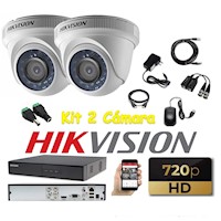 kit 2 Cámaras Seguridad Domo interior HD Hikvision