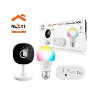 Kit Basico Inteligente Wifi Nexxt NHK-K118 Cámara 3MP + Enchufe + Bombilla RGB