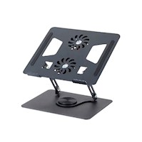 Soporte de Aluminio S&T para laptop Gira 360° Ventiladores Dobles  HL906F Negro