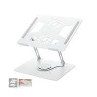 Soporte de Aluminio S&T para laptop Gira 360° Ventiladores Dobles HL906F Blanco