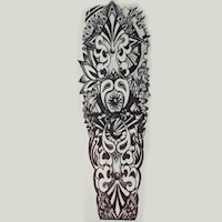 Tatuaje manga temporal falso hojas sol para brazo o pierna 48 x 17cm