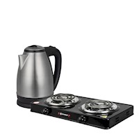 Combo cocina electrica 2 hornillas + hervidor Metálico 1.8lts imaco