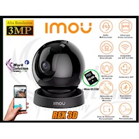 Cámara de Seguridad Wi-Fi IMOU REX 3D 3MP Gira 360º - Negro + SD 32GB