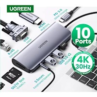 HUB UGREEN USB-C 10 en 1 HDMI 4K RJ45 USB 3.0 Lector SD/TF
