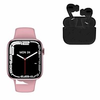 Pack Smartwatch HW37 Plus Rosado y Audifono I13 Pro Negro