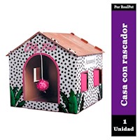 Casita con Rascador para Gatos Amanova Carton Rosa