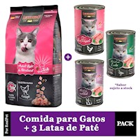 Comida Gato Adulto esterilizado Leonardo 7.5 kg + 3 Patés