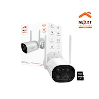 Cámara Wifi Nexxt NHC-OF10 5MP 2k+ Exterior Sirena Vision noche RJ45 + SD 64GB