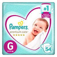 Pañales Pampers Premium Care Talla G 54 unidades