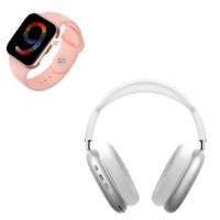 Pack Smartwatch I9 Pro Max Rosado y Audifono P9 Blanco