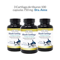 3 Cartilago de Tiburon 100 Capsulas 750 mg- Dra. Anna